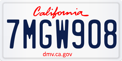 CA license plate 7MGW908