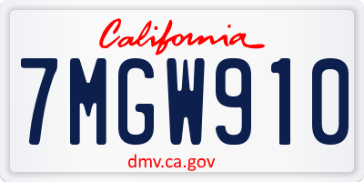 CA license plate 7MGW910