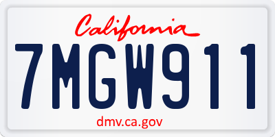 CA license plate 7MGW911