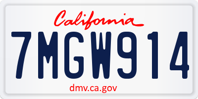CA license plate 7MGW914