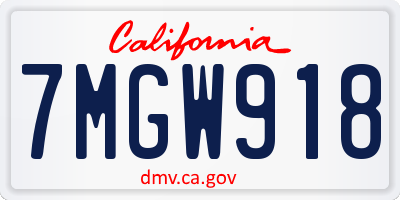 CA license plate 7MGW918