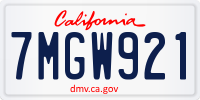 CA license plate 7MGW921