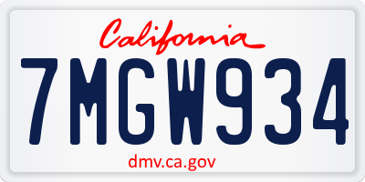 CA license plate 7MGW934