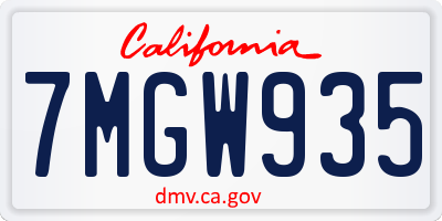 CA license plate 7MGW935