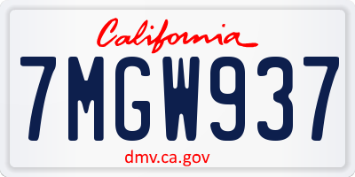 CA license plate 7MGW937