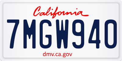 CA license plate 7MGW940