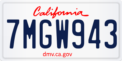 CA license plate 7MGW943