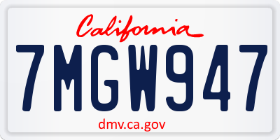 CA license plate 7MGW947