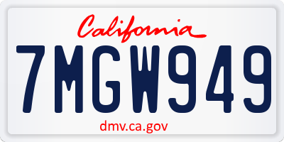 CA license plate 7MGW949