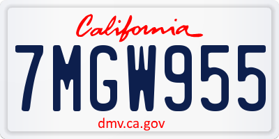 CA license plate 7MGW955