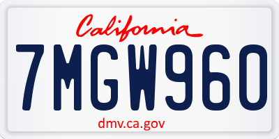 CA license plate 7MGW960