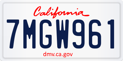 CA license plate 7MGW961