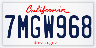 CA license plate 7MGW968