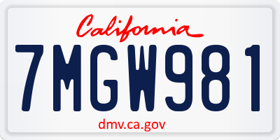 CA license plate 7MGW981