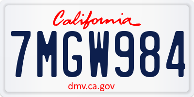 CA license plate 7MGW984