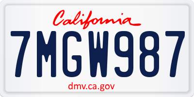 CA license plate 7MGW987