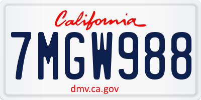 CA license plate 7MGW988