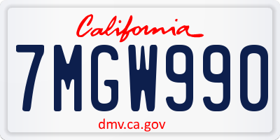 CA license plate 7MGW990