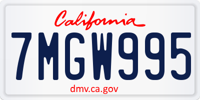CA license plate 7MGW995