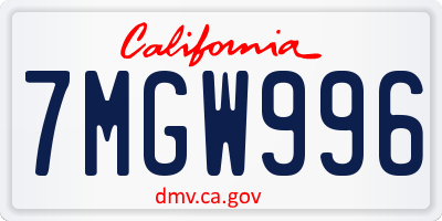 CA license plate 7MGW996