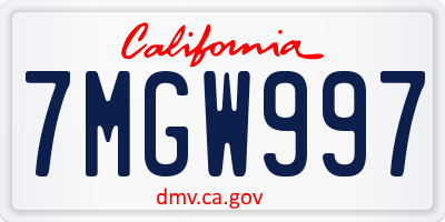 CA license plate 7MGW997