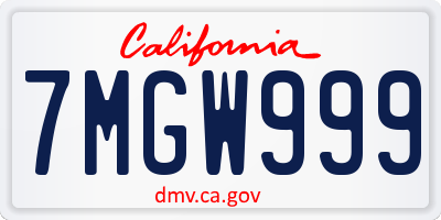 CA license plate 7MGW999