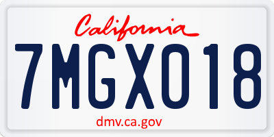 CA license plate 7MGX018