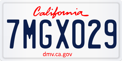 CA license plate 7MGX029