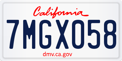 CA license plate 7MGX058