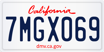 CA license plate 7MGX069