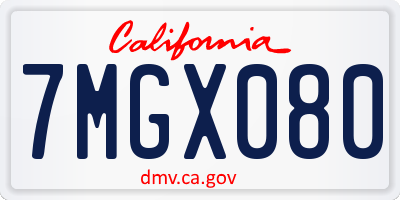 CA license plate 7MGX080