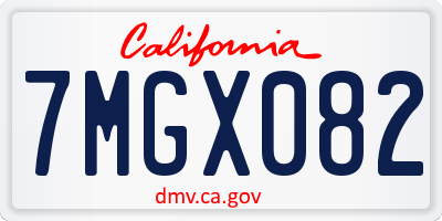 CA license plate 7MGX082