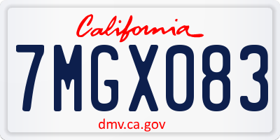 CA license plate 7MGX083