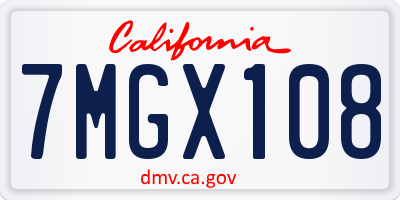 CA license plate 7MGX108