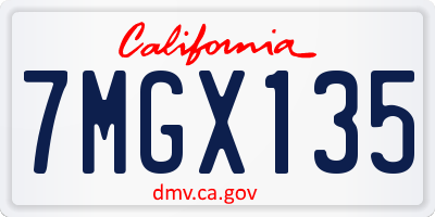 CA license plate 7MGX135