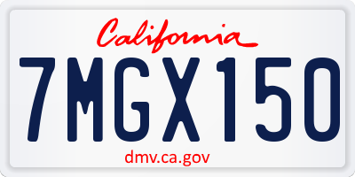 CA license plate 7MGX150