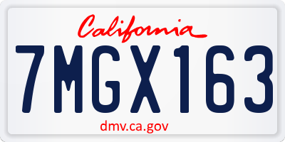 CA license plate 7MGX163