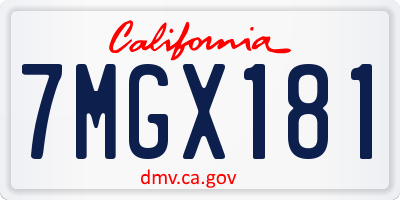 CA license plate 7MGX181