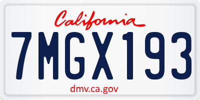 CA license plate 7MGX193