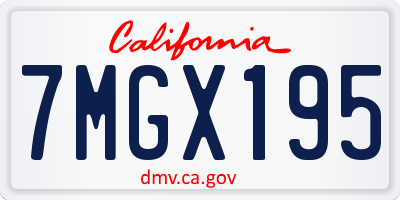 CA license plate 7MGX195