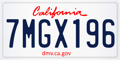 CA license plate 7MGX196