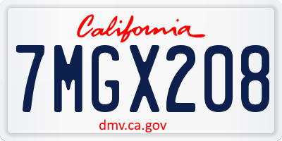 CA license plate 7MGX208