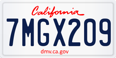 CA license plate 7MGX209