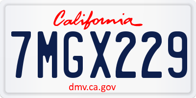 CA license plate 7MGX229