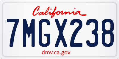 CA license plate 7MGX238