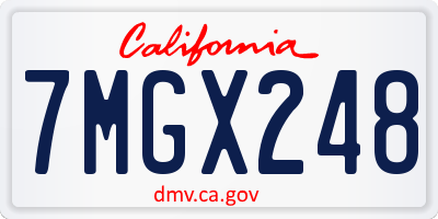 CA license plate 7MGX248