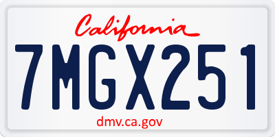 CA license plate 7MGX251
