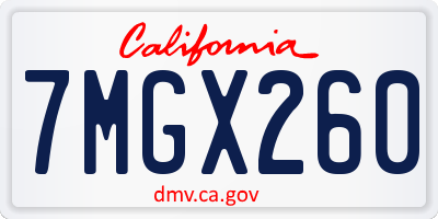 CA license plate 7MGX260