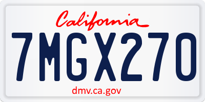 CA license plate 7MGX270