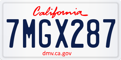 CA license plate 7MGX287